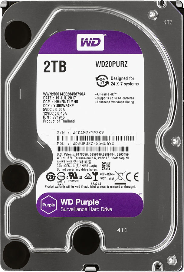   HDD 2000 GB (2 TB) SATA-III Purple (WD10PURZ)